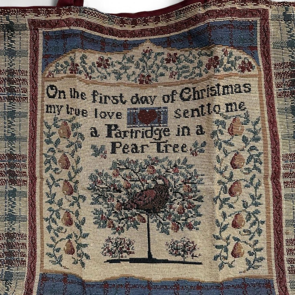 Christmas Stitched Tapestry Tote Bag - Picture 2 of 5